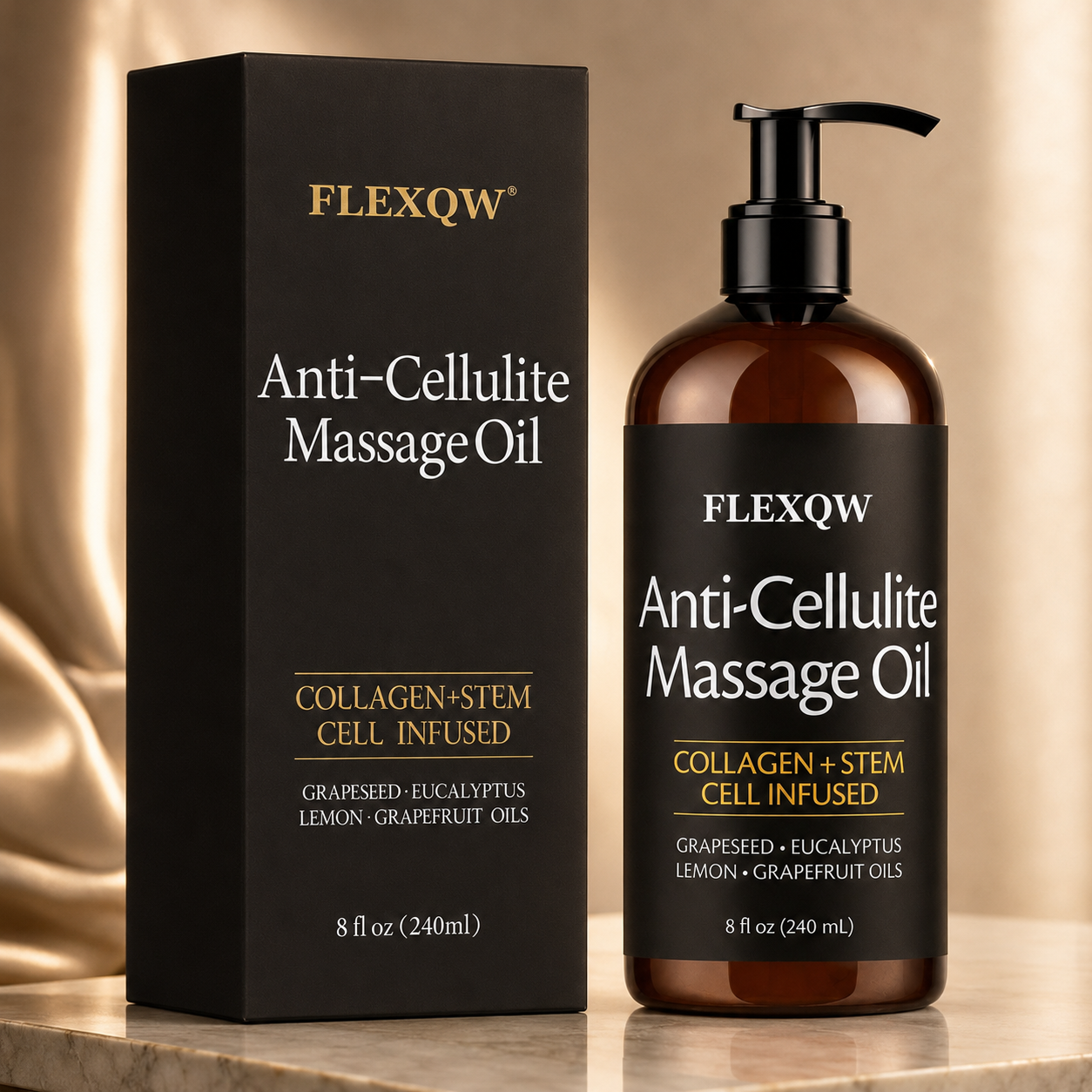 FLEXQW Olio Massaggio Anti-Cellulite – Formula Premium Drenante e Tonificante